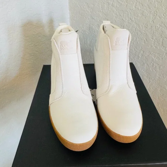 Sorel Out N About Wedge Leather Bootie, Ankle Boots White/Sea Salt, Size 8.5 NWT - Picture 13 of 16